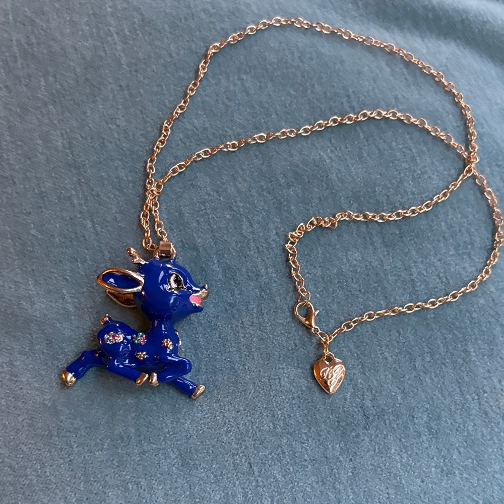 Betsey Johnson Navy and Gold Fawn Necklace